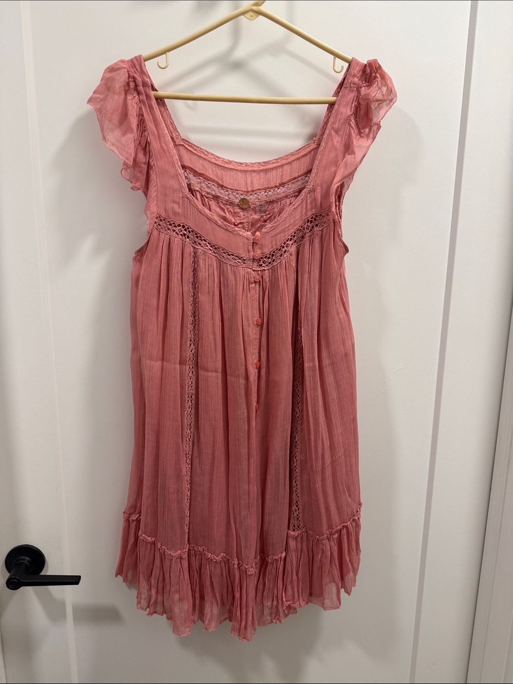Boho Ruffle Mini Dress in Dusty Rose